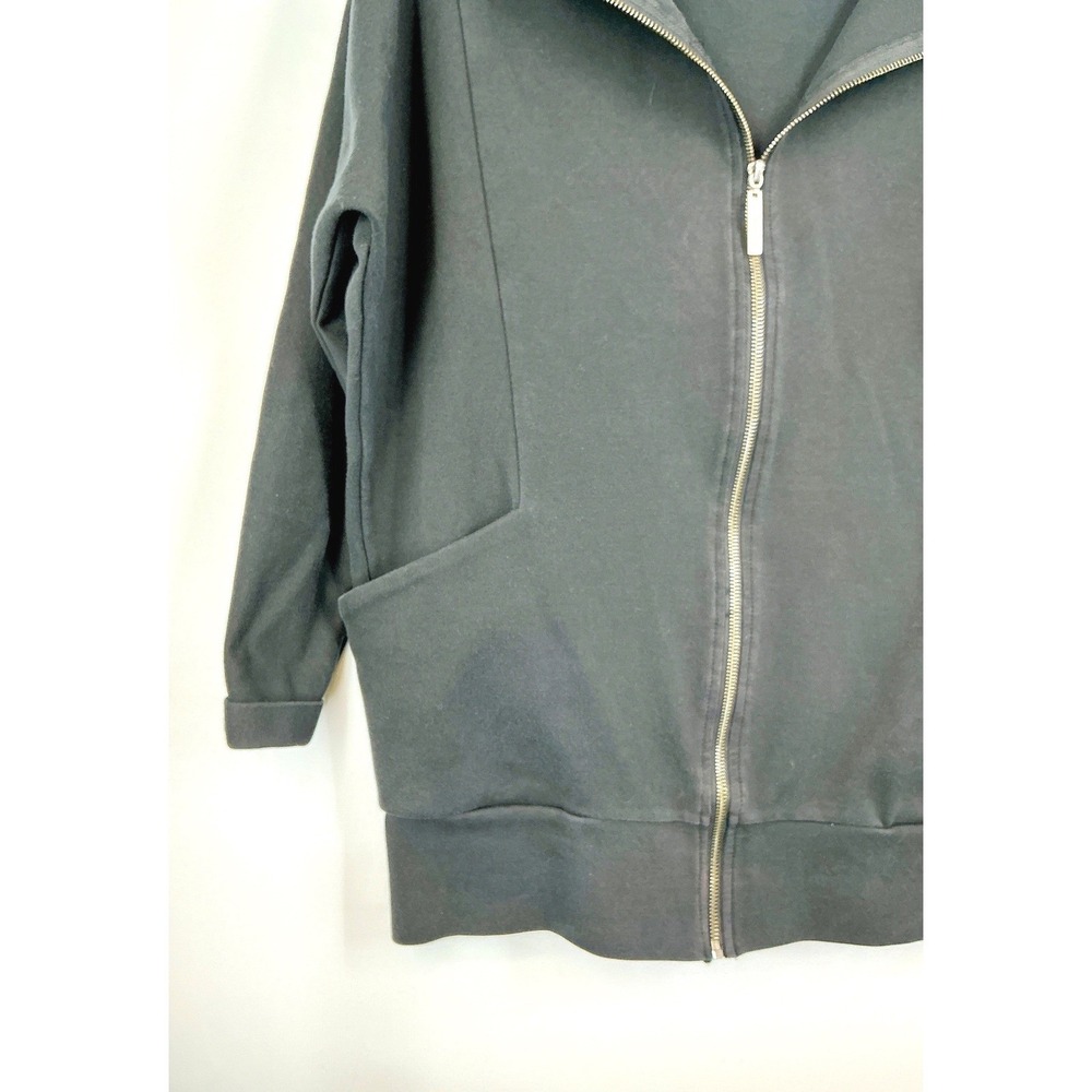 Kensie Hooded Zip Jacket M Black Oversized Pockets Athleisure Capsule Lagenlook - Picture 10 of 10
